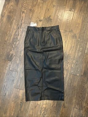 Express Black Faux Leather Pencil Skirt